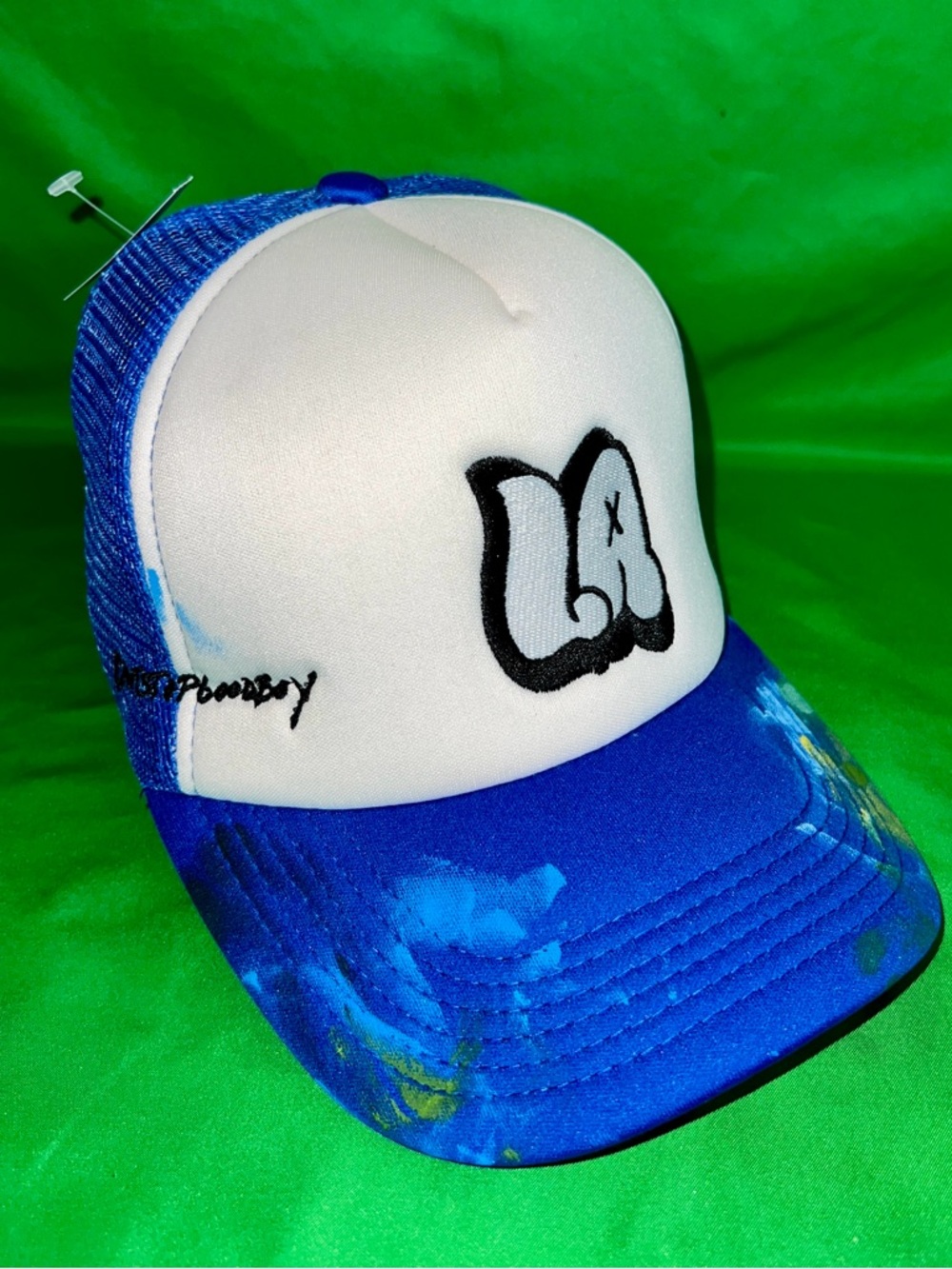 SIGNED Los Angeles LA Blue White Trucker Hat Sold Out Art By CantStopGoodBoy🧢🎨